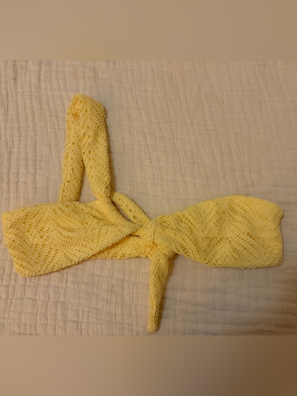 Hello Molly Yellow Off-Shoulder Knit Tie-Front bathing suit top